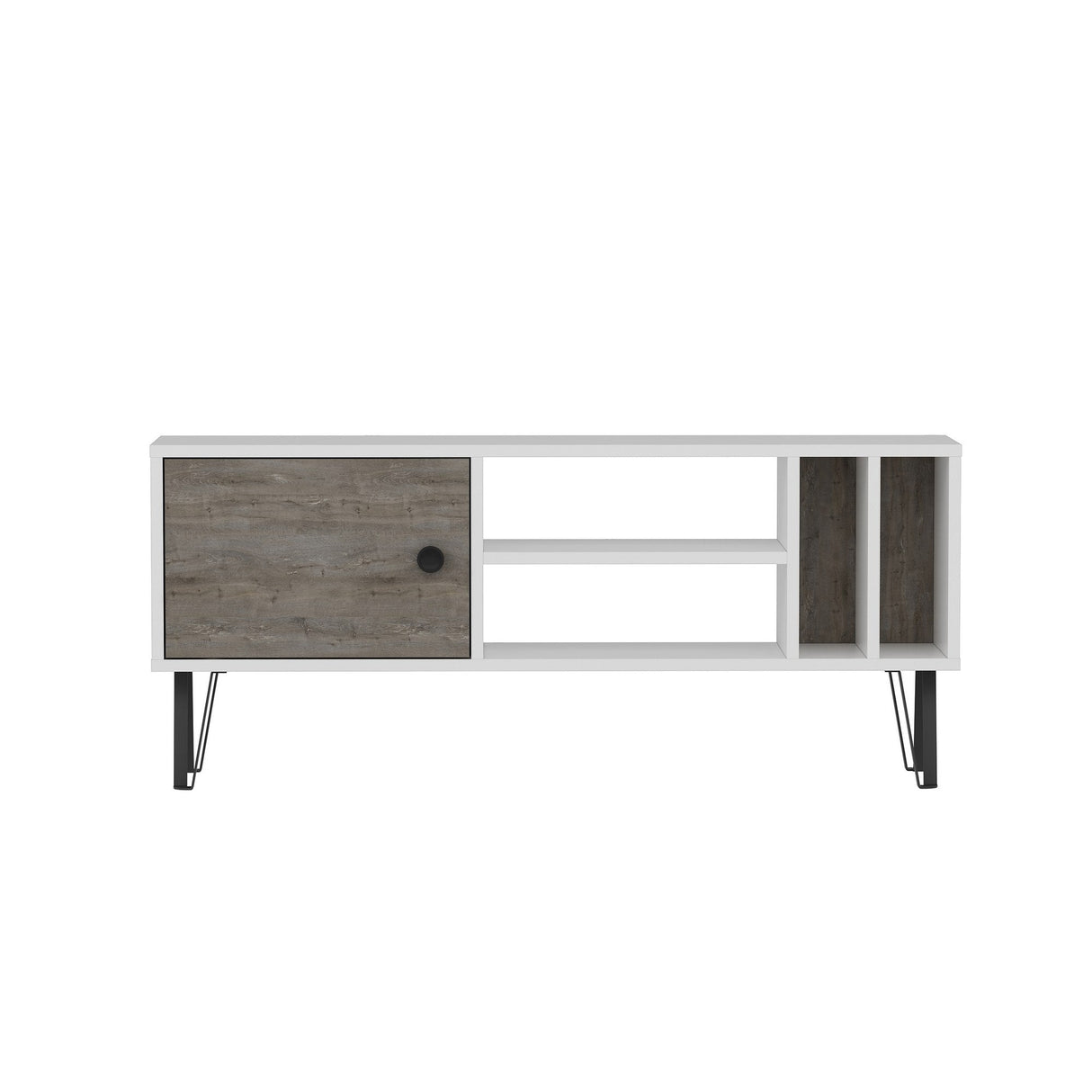 Comodă TV Arven, Diverse culori, Diverse dimensiuni - Alb - Gri închis - 120x25x52 cm | SKU: 935CMN2305 | Comodă TV Arven, varianta Alb - Gri închis - 120x25x52 cm, produs pentru amenajarea locuinței, disponibil online în România la CasaMob