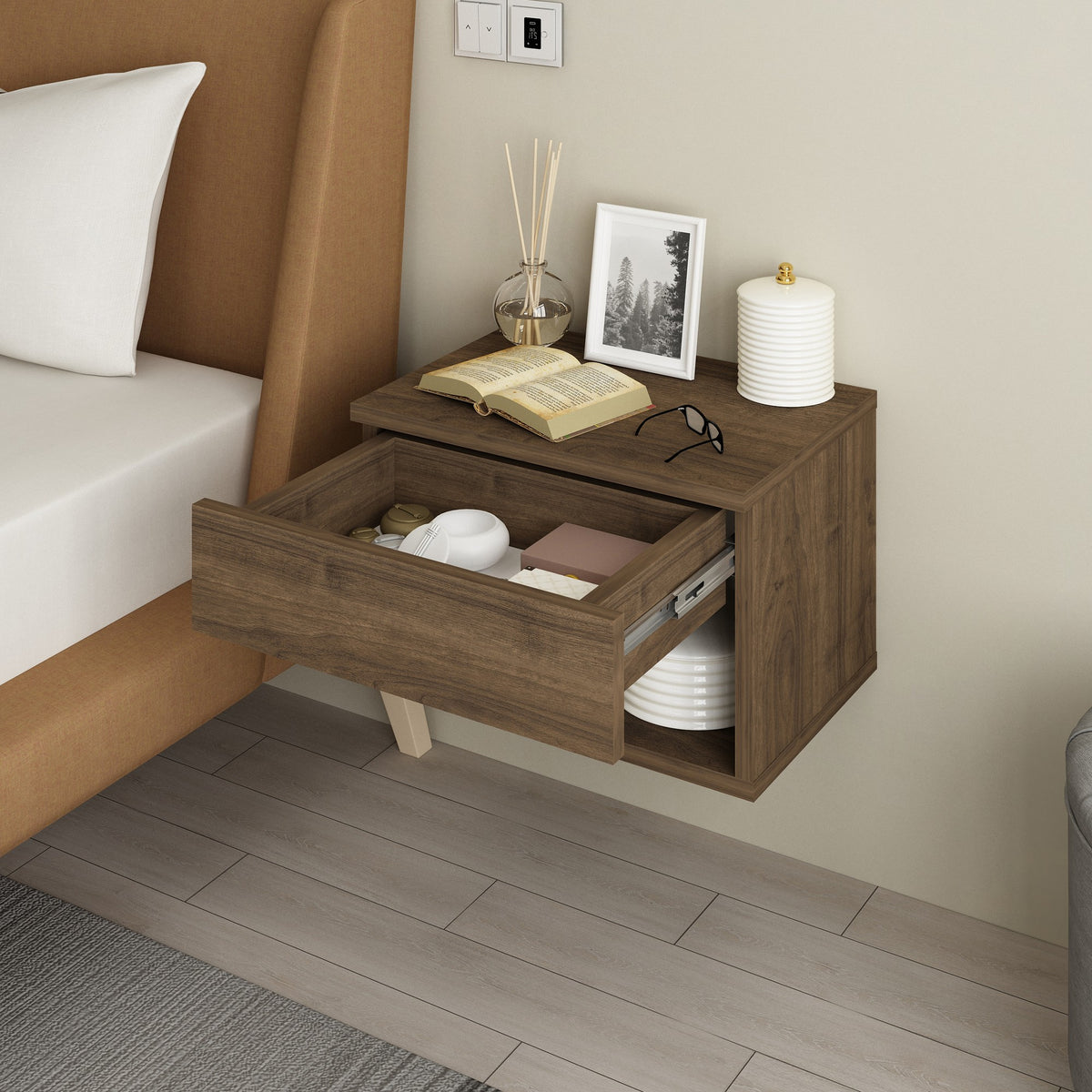Noptieră Rıbes, Nuc, 44.6x31.6x29 cm, SKU 935CMN2407, imagine 3