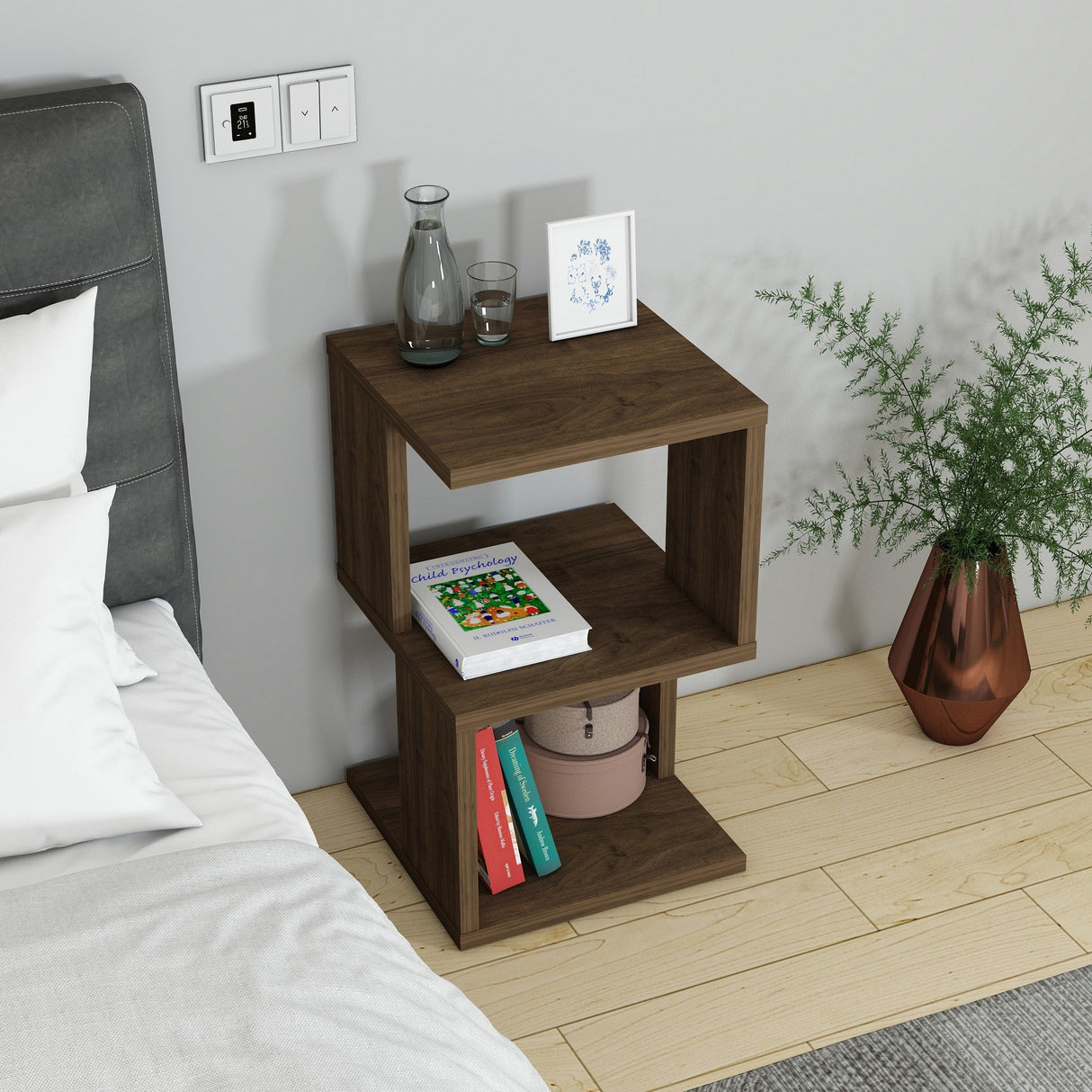 Noptieră Salvıa, Diverse culori, 30x30x49 cm - Nuc | SKU: 935CMN2419 | Noptieră Salvıa, 30x30x49 cm, varianta Nuc, produs pentru amenajarea locuinței, disponibil online în România la CasaMob