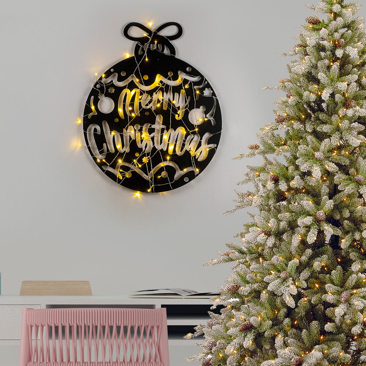 Decorațiune de perete din metal XMASBLACK - 007, Negru, 51x56x0 cm