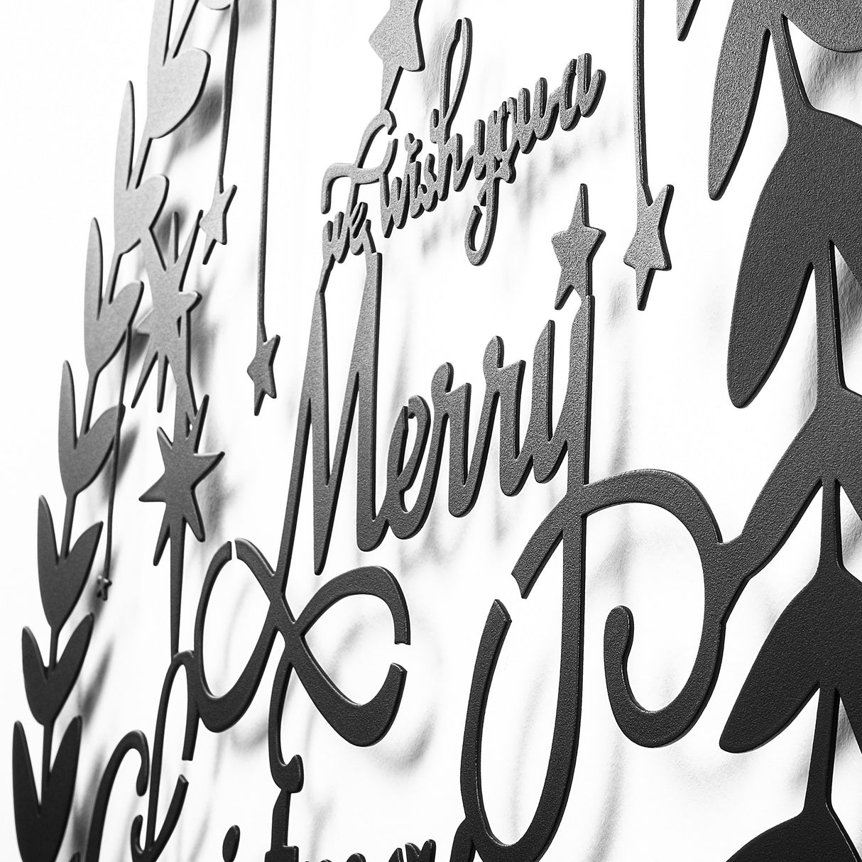 Decorațiune de perete din metal XMASBLACK - 010, Negru, 59x56x0 cm
