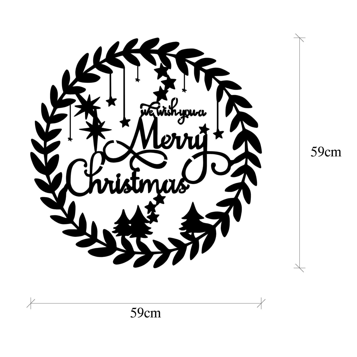 Decorațiune de perete din metal XMASBLACK - 010, Negru, 59x56x0 cm
