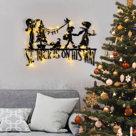 Decorațiune de perete din metal XMASBLACK - 011, Negru, 70x47x0 cm