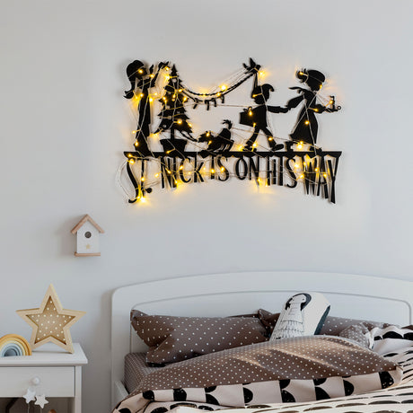 Decorațiune de perete din metal XMASBLACK - 011, Negru, 70x47x0 cm