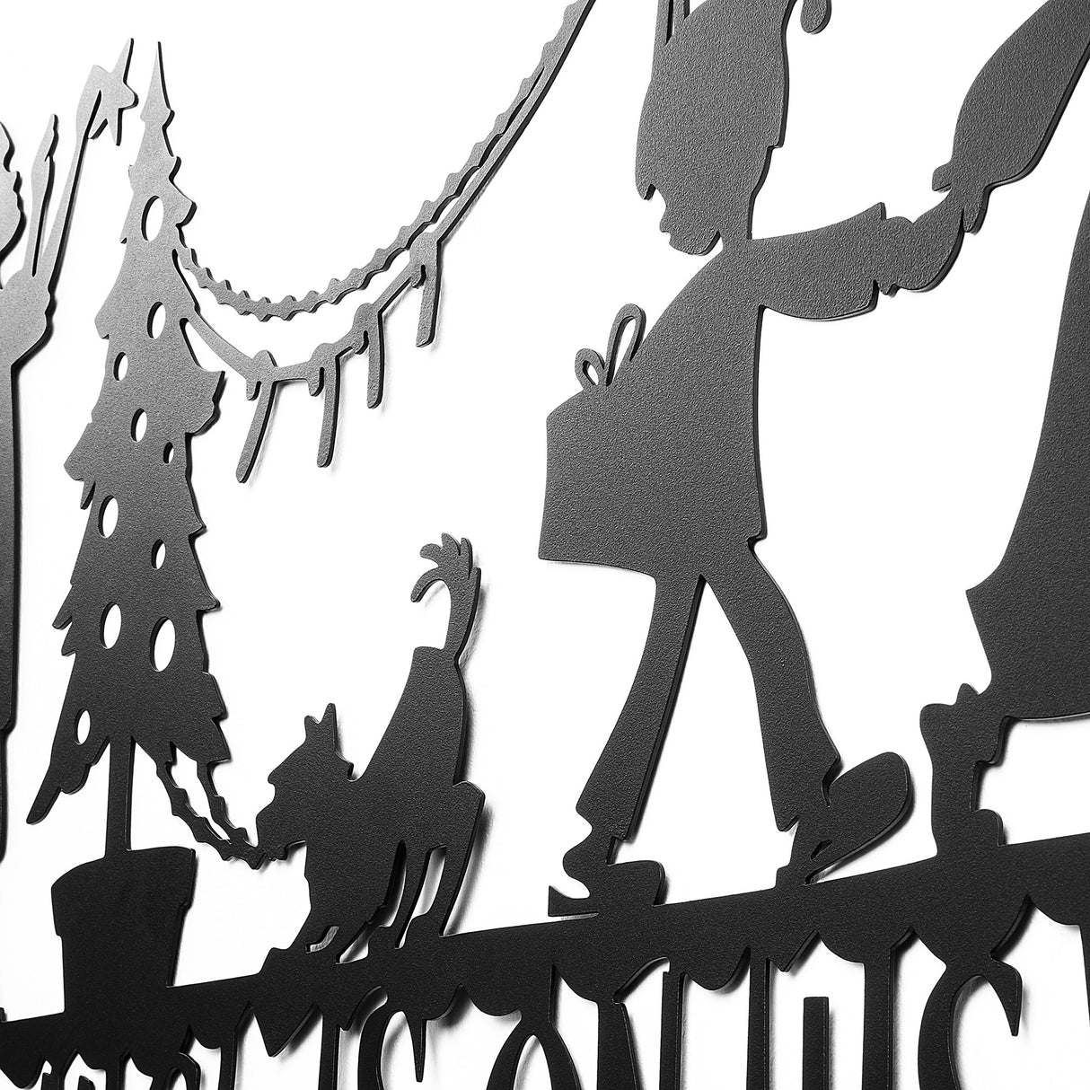 Decorațiune de perete din metal XMASBLACK - 011, Negru, 70x47x0 cm