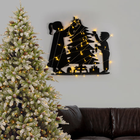 Decorațiune de perete din metal XMASBLACK - 016, Negru, 39x64x0 cm