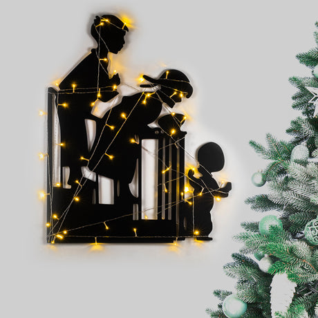 Decorațiune de perete din metal XMASBLACK - 018, Negru, 39x86x0 cm