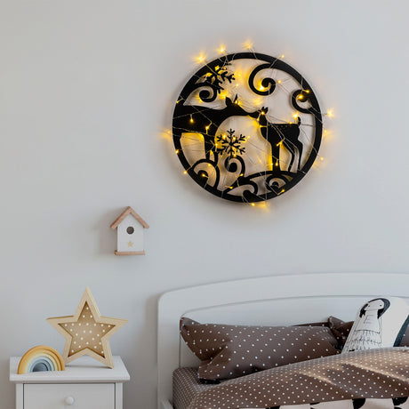 Decorațiune de perete din metal XMASBLACK - 029, Negru, 60x60x0 cm