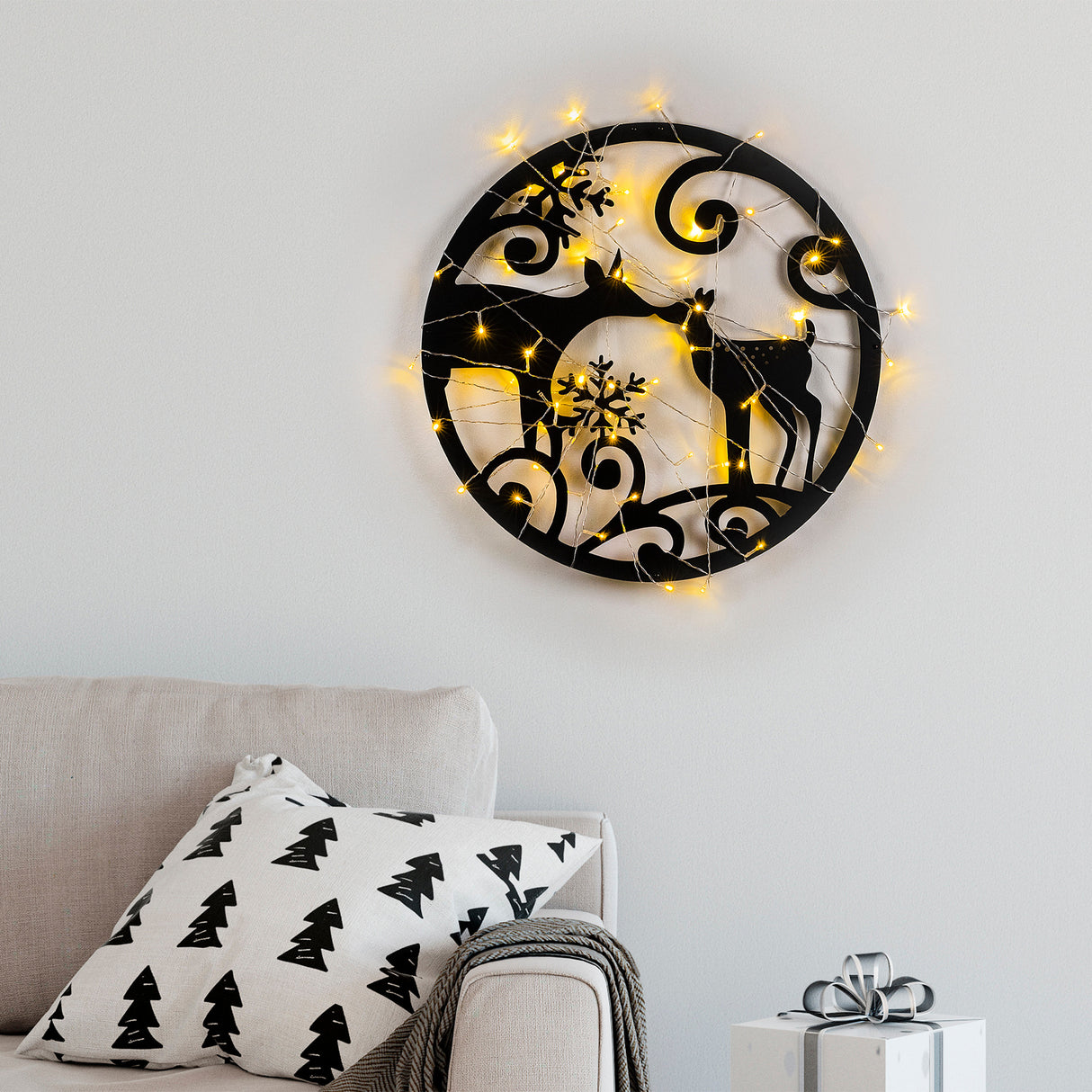 Decorațiune de perete din metal XMASBLACK - 029, Negru, 60x60x0 cm