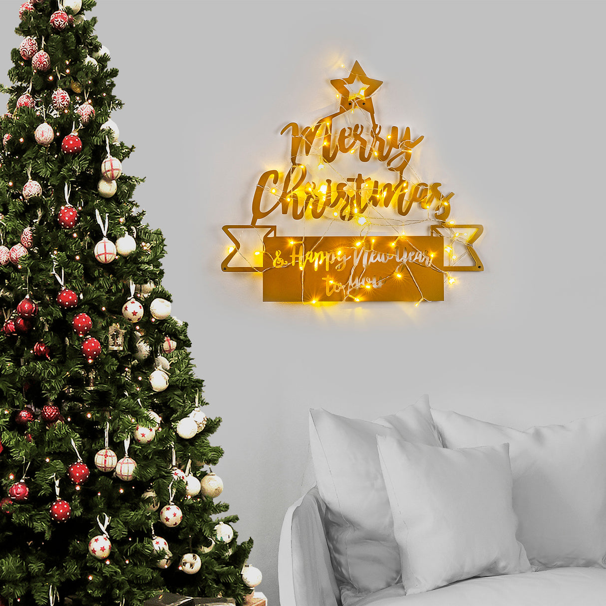 Decorațiune de perete din metal XMASGOLD - 004, Auriu, 67x62x0 cm