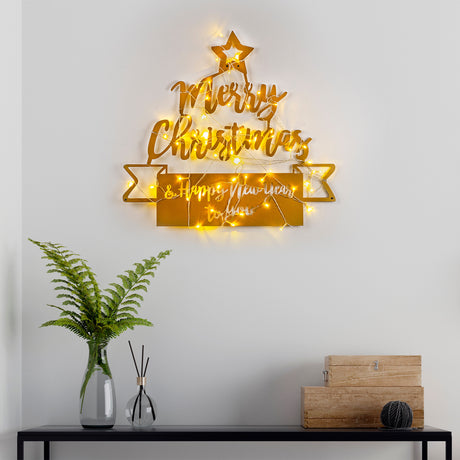 Decorațiune de perete din metal XMASGOLD - 004, Auriu, 67x62x0 cm