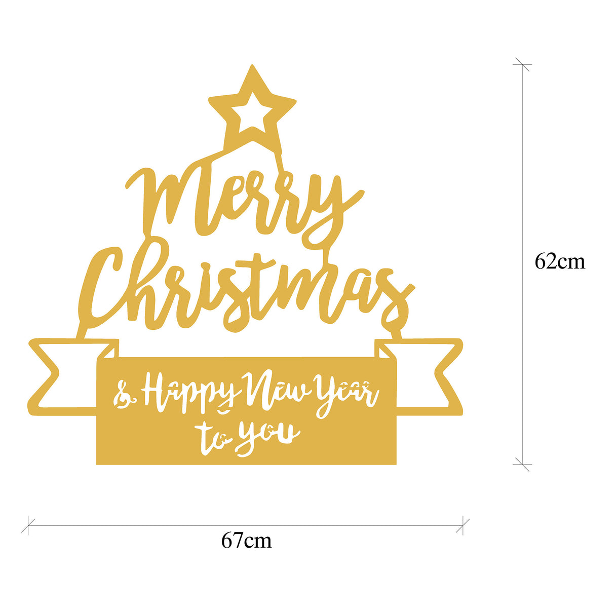 Decorațiune de perete din metal XMASGOLD - 004, Auriu, 67x62x0 cm