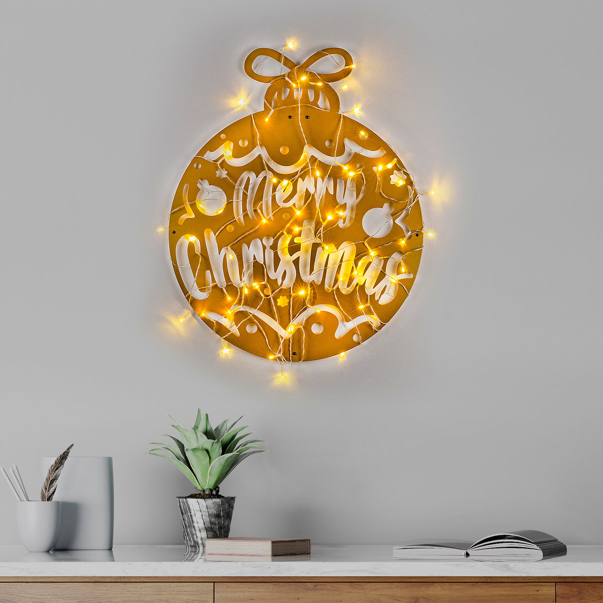 Decorațiune de perete din metal XMASGOLD - 007, Auriu, 51x56x0 cm