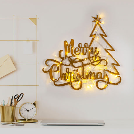 Decorațiune de perete din metal XMASGOLD - 008, Auriu, 62x60x0 cm
