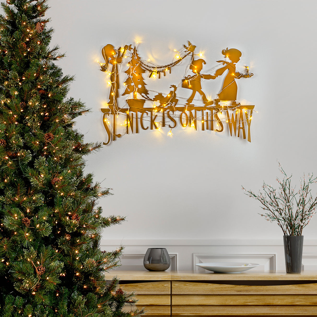 Decorațiune de perete din metal XMASGOLD - 011, Auriu, 70x47x0 cm