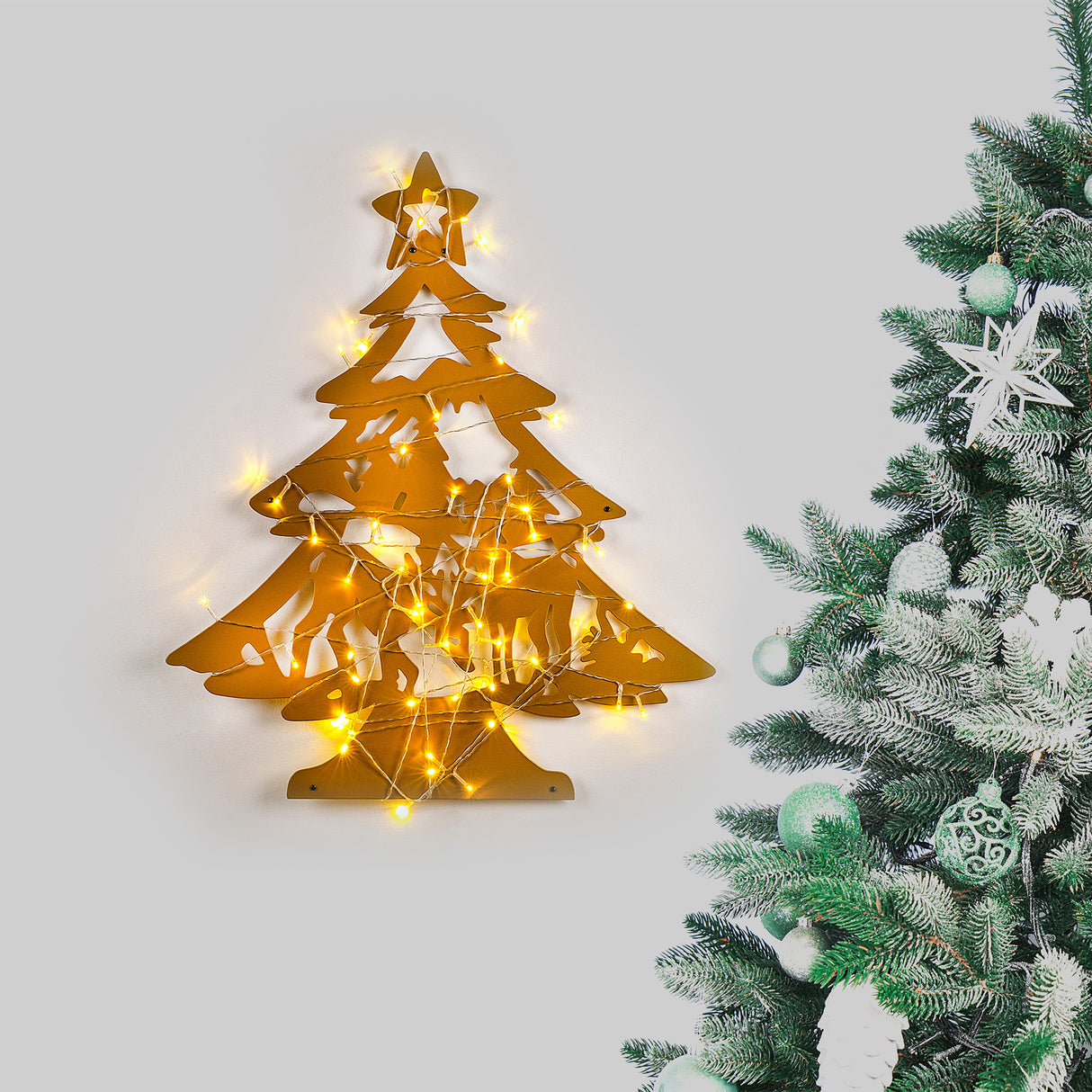 Decorațiune de perete din metal XMASGOLD - 024, Auriu, 59x70x0 cm