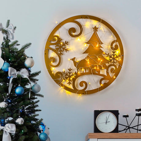 Decorațiune de perete din metal XMASGOLD - 027, Auriu, 60x60x0 cm
