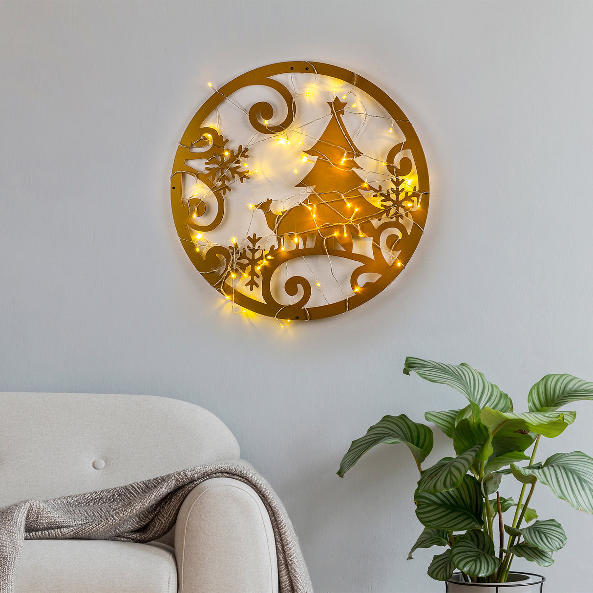 Decorațiune de perete din metal XMASGOLD - 027, Auriu, 60x60x0 cm