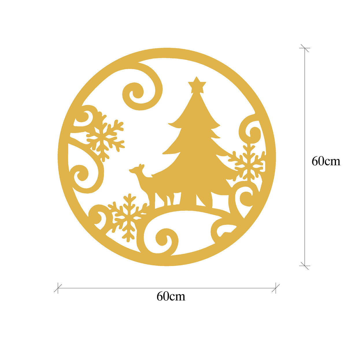 Decorațiune de perete din metal XMASGOLD - 027, Auriu, 60x60x0 cm