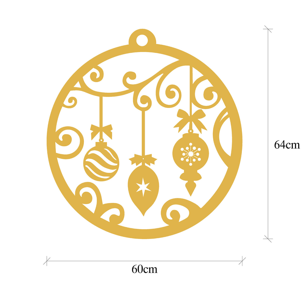 Decorațiune de perete din metal XMASGOLD - 028, Auriu, 60x64x0 cm