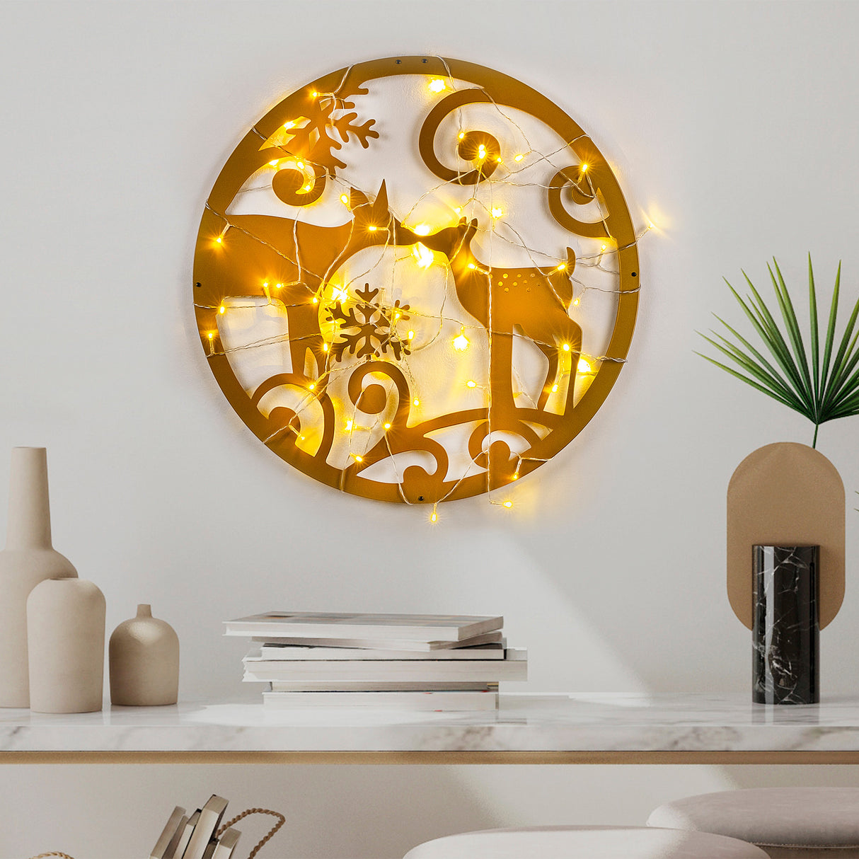 Decorațiune de perete din metal XMASGOLD - 029, Auriu, 60x60x0 cm
