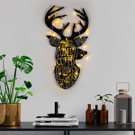 Decorațiune de perete din metal XMASBLACK - 003, Negru, 36x56x0 cm