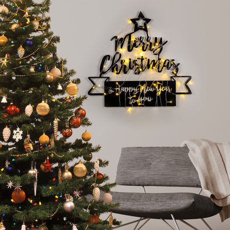 Decorațiune de perete din metal XMASBLACK - 004, Negru, 67x62x0 cm