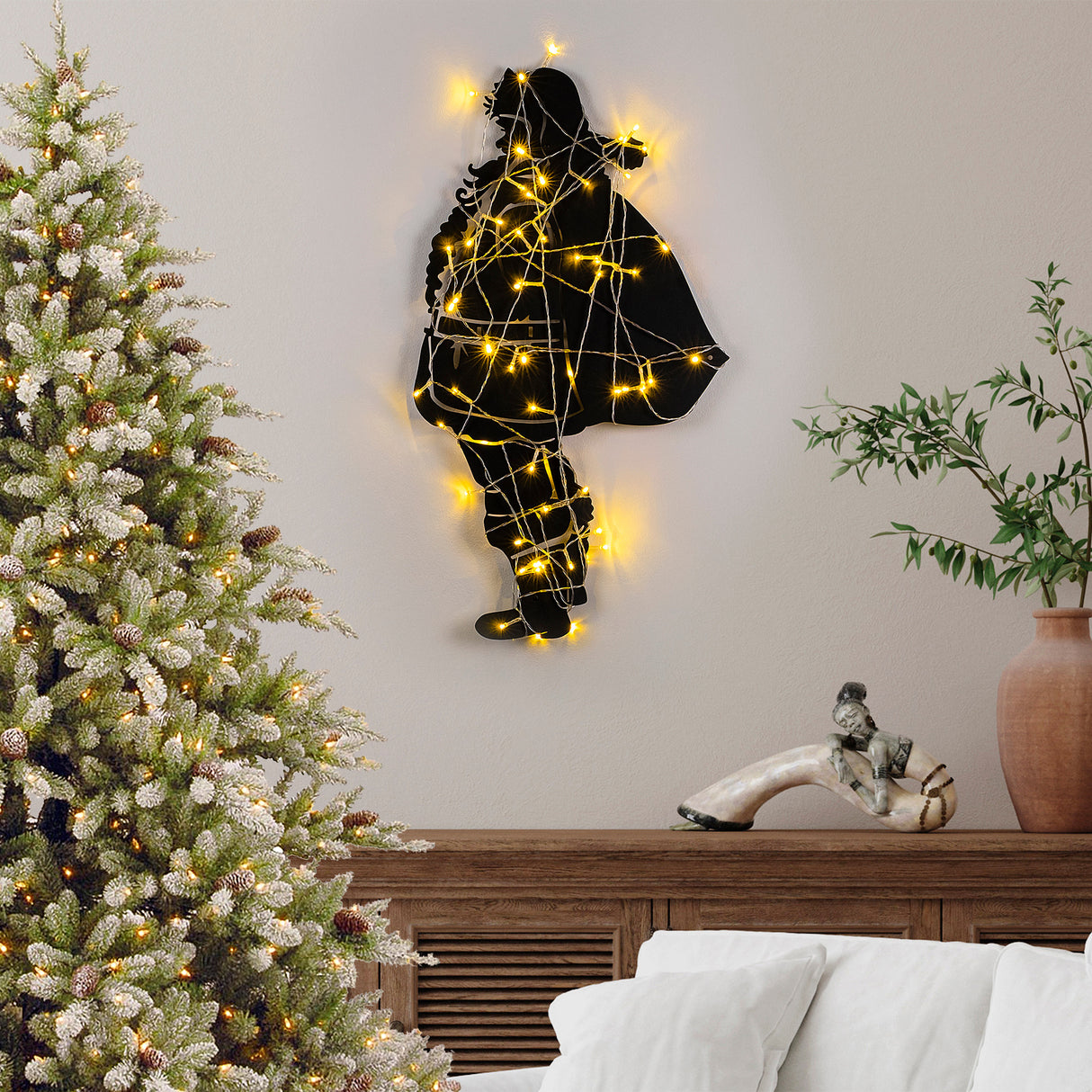 Decorațiune de perete din metal XMASBLACK - 005, Negru, 37x68x0 cm