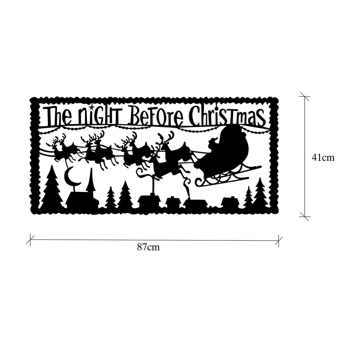 Decorațiune de perete din metal XMASBLACK - 012, Negru, 83x39x0 cm