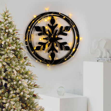 Decorațiune de perete din metal XMASBLACK - 020, Negru, 62x56x0 cm