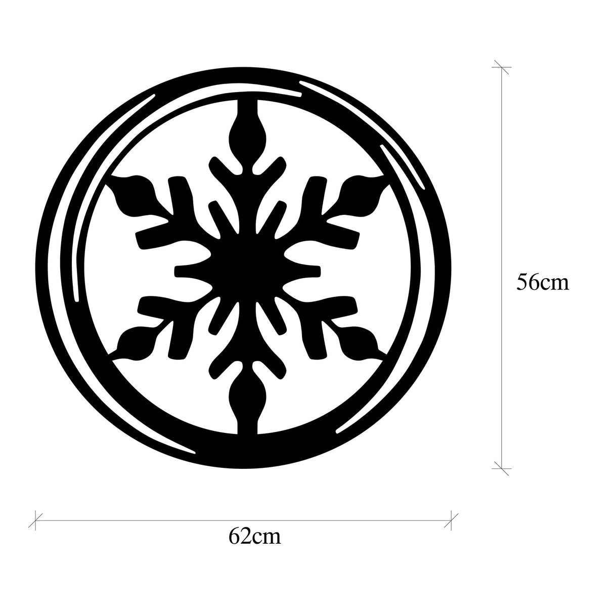 Decorațiune de perete din metal XMASBLACK - 020, Negru, 62x56x0 cm