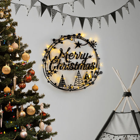 Decorațiune de perete din metal XMASBLACK - 021, Negru, 60x72x0 cm