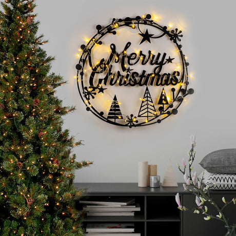 Decorațiune de perete din metal XMASBLACK - 021, Negru, 60x72x0 cm