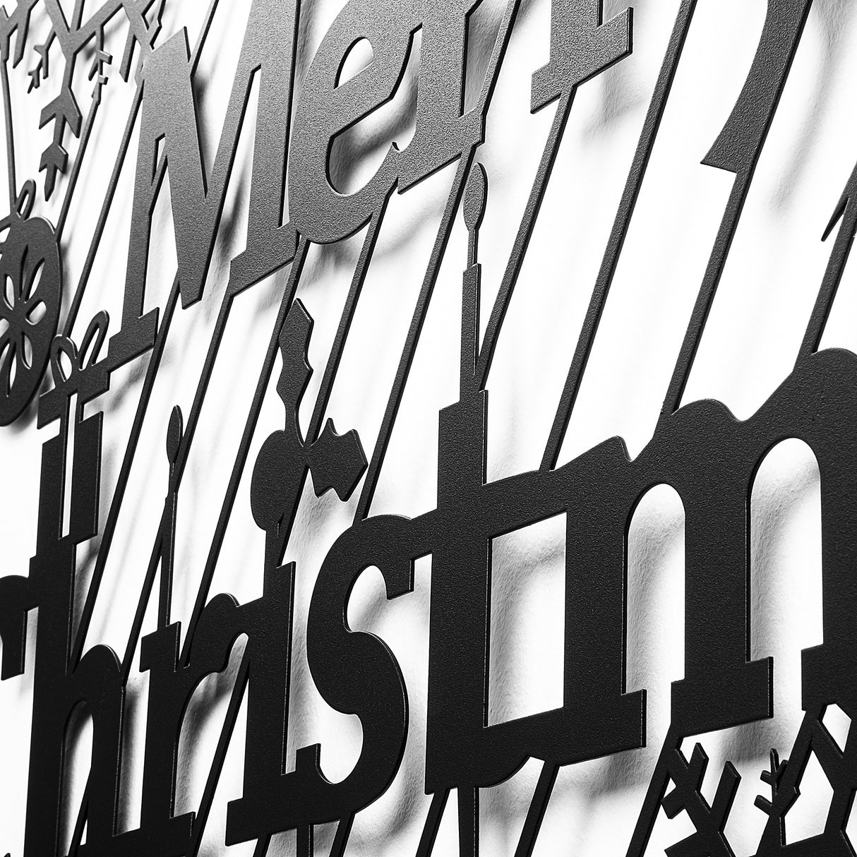 Decorațiune de perete din metal XMASBLACK - 023, Negru, 95x69x0 cm