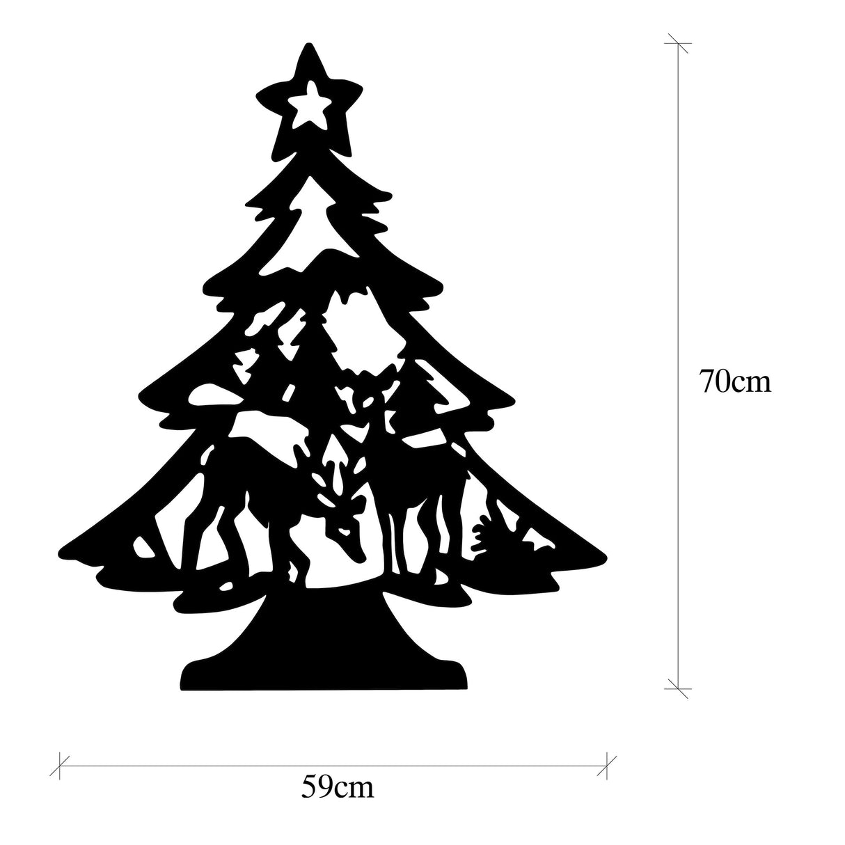 Decorațiune de perete din metal XMASBLACK - 024, Negru, 59x70x0 cm
