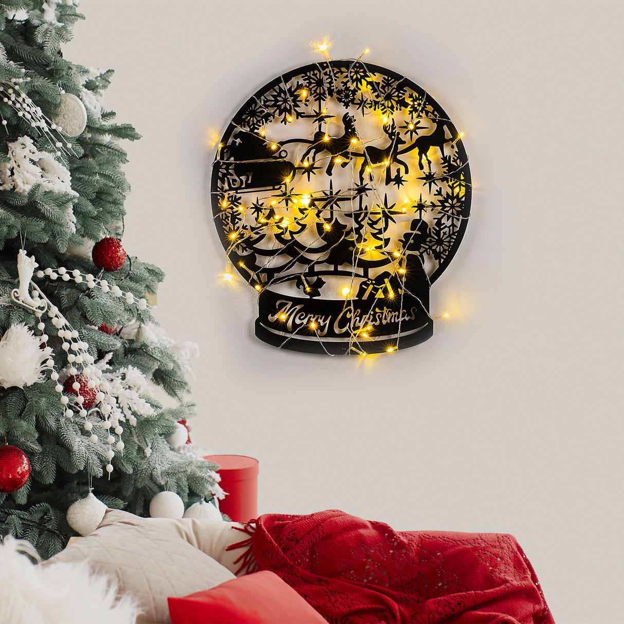 Decorațiune de perete din metal XMASBLACK - 025, Negru, 44x50x0 cm