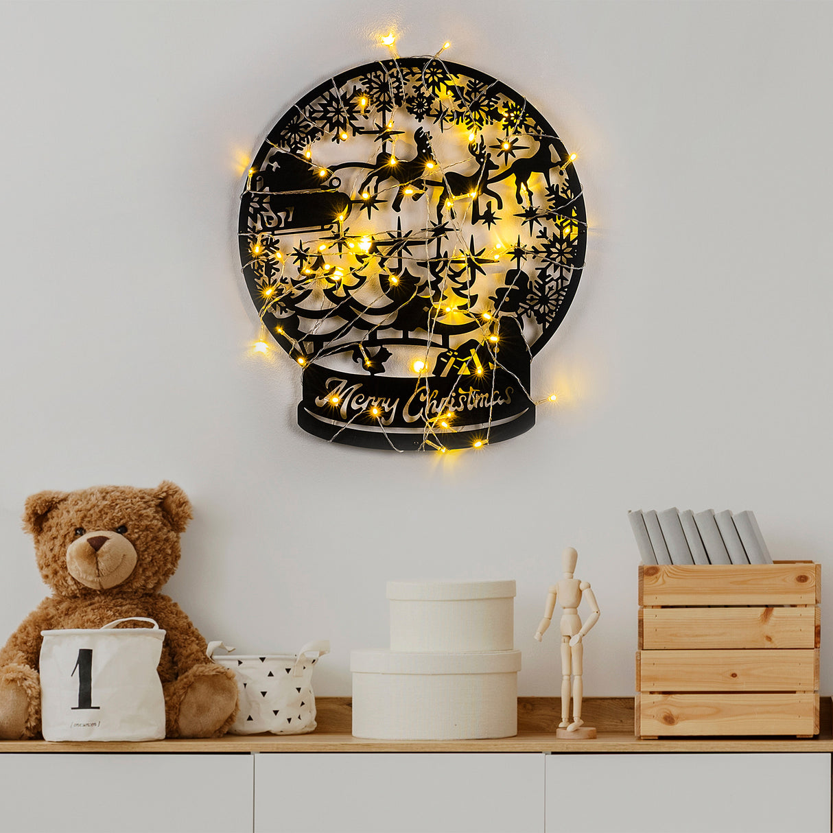 Decorațiune de perete din metal XMASBLACK - 025, Negru, 44x50x0 cm