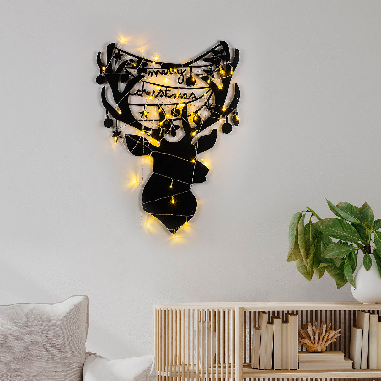 Decorațiune de perete din metal XMASBLACK - 026, Negru, 52x70x0 cm