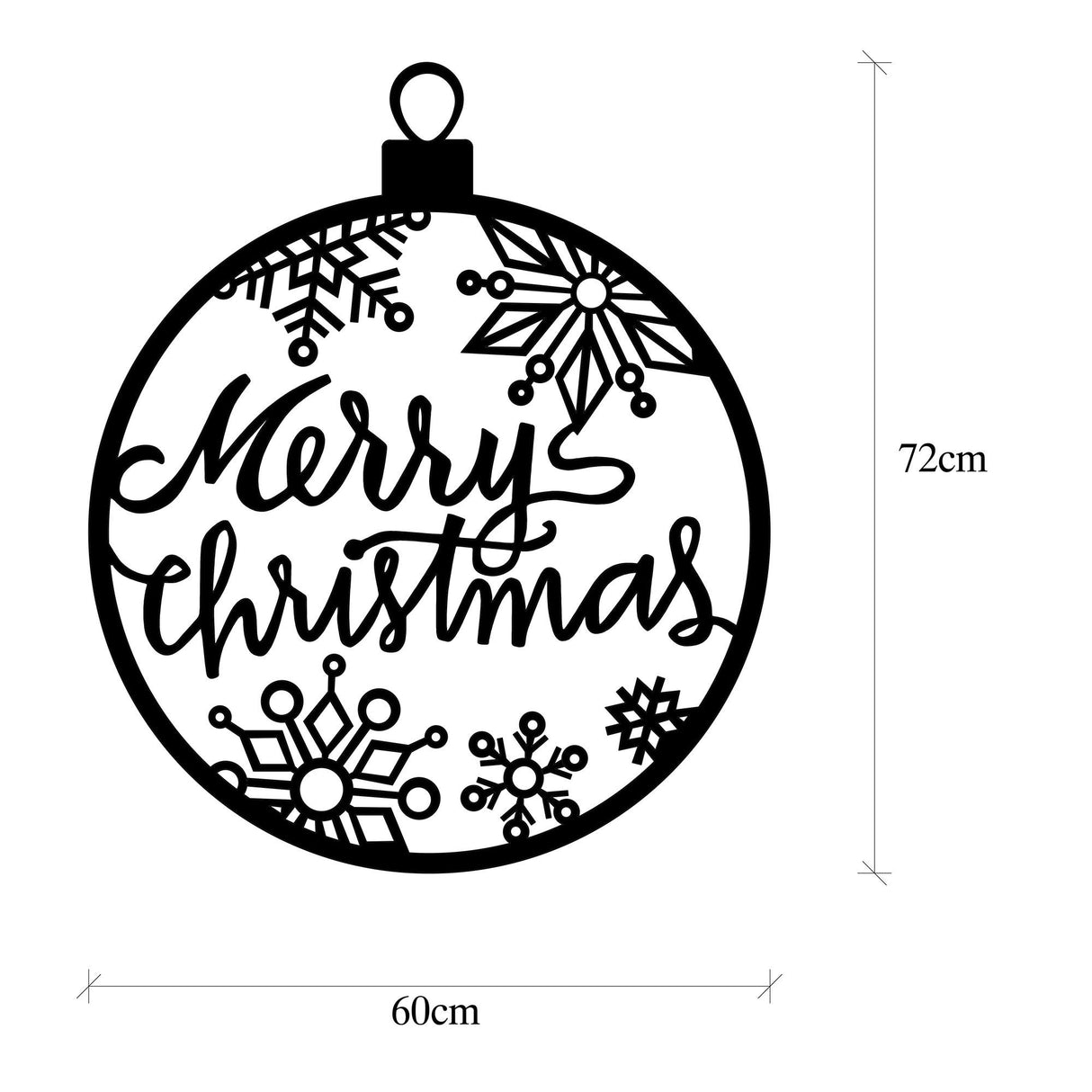 Decorațiune de perete din metal XMASBLACK - 030, Negru, 66x63x0 cm