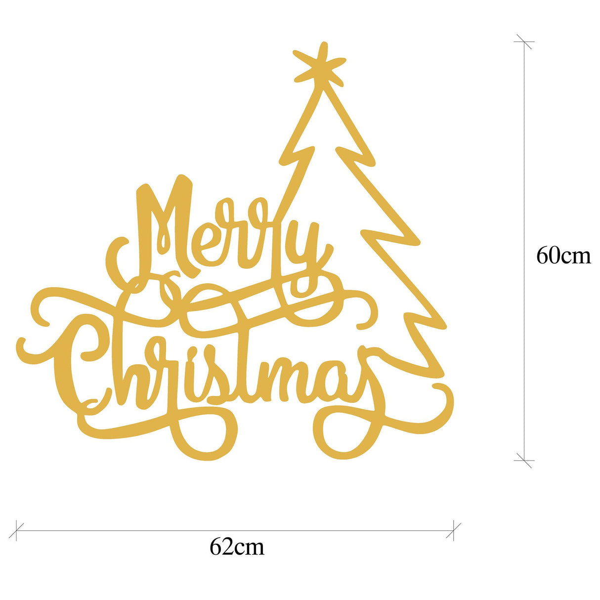 Decorațiune de perete din metal XMASGOLD - 008, Auriu, 62x60x0 cm
