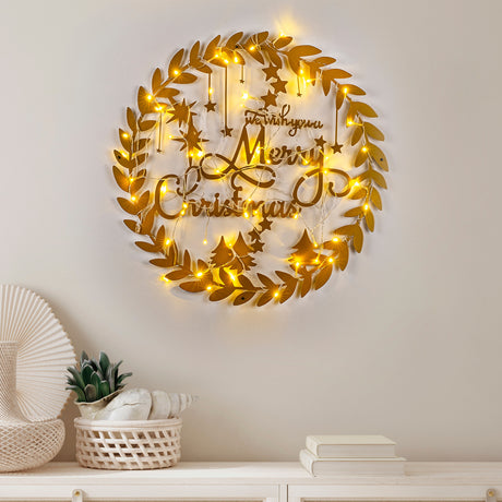 Decorațiune de perete din metal XMASGOLD - 010, Auriu, 59x56x0 cm