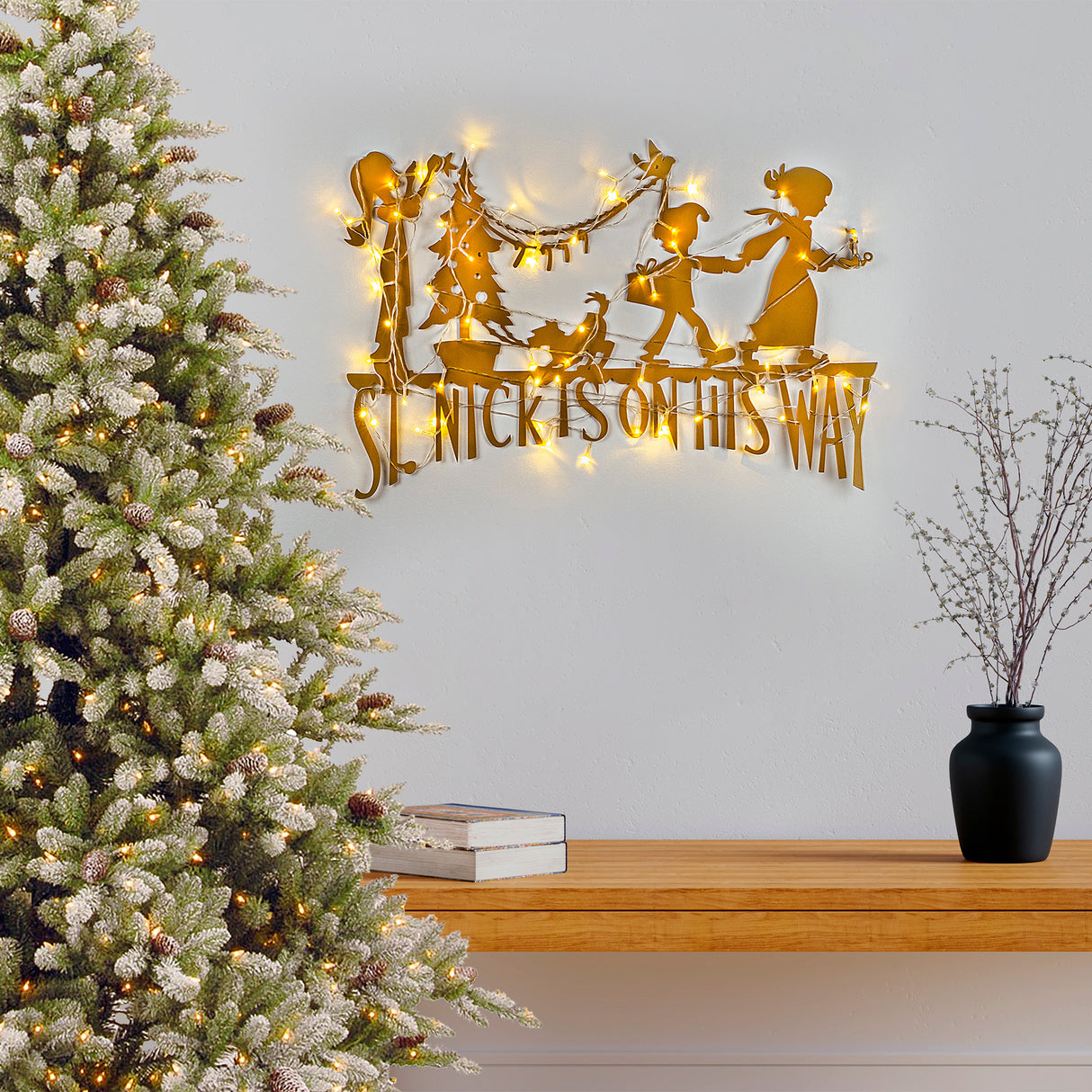 Decorațiune de perete din metal XMASGOLD - 011, Auriu, 70x47x0 cm