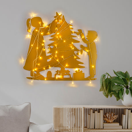 Decorațiune de perete din metal XMASGOLD - 016, Auriu, 39x64x0 cm