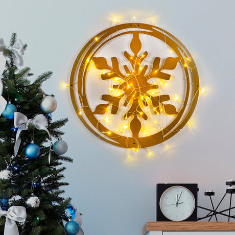 Decorațiune de perete din metal XMASGOLD - 020, Auriu, 62x56x0 cm