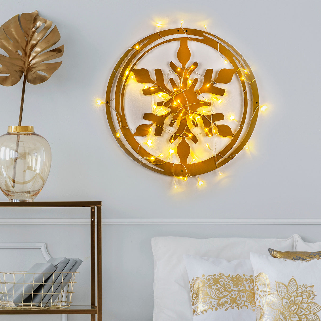 Decorațiune de perete din metal XMASGOLD - 020, Auriu, 62x56x0 cm