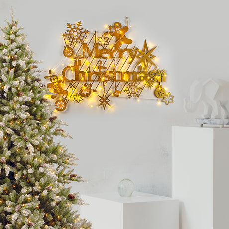 Decorațiune de perete din metal XMASGOLD - 023, Auriu, 95x69x0 cm