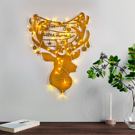 Decorațiune de perete din metal XMASGOLD - 026, Auriu, 52x70x0 cm