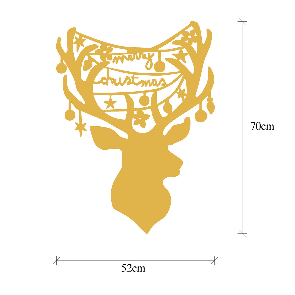 Decorațiune de perete din metal XMASGOLD - 026, Auriu, 52x70x0 cm