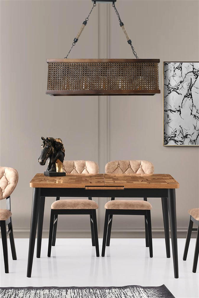 Lustră 8574-4, Bronze - Dark walnut, Ø70x25 cm