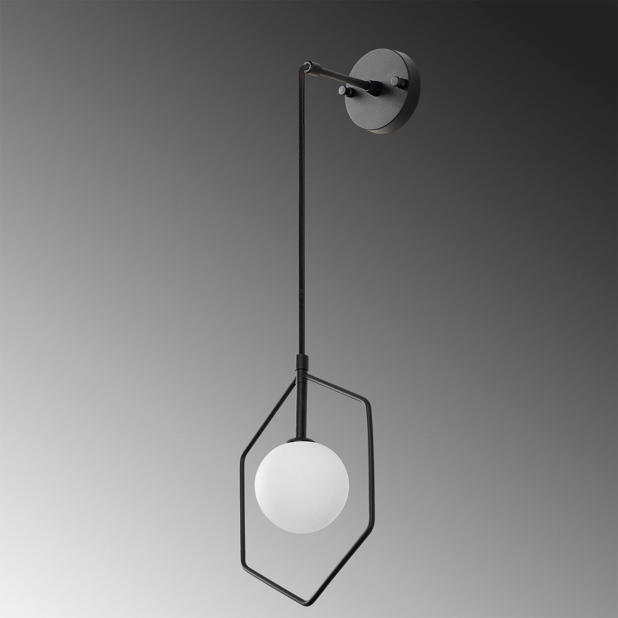 Aplică de perete Geometri - 11105, Negru - Alb, Ø10x33 cm